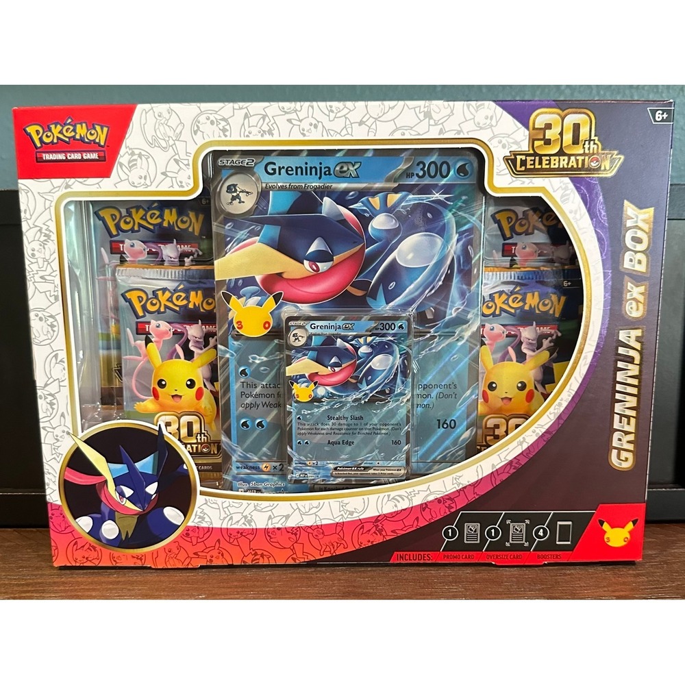 Pokemon TCG 30th Celebration Greninja ex Box Sealed 4 Booster Packs & Promos